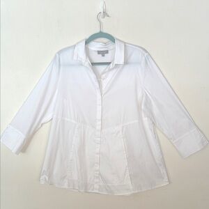 Habitat White Button Down Swing Blouse for Women SZ M